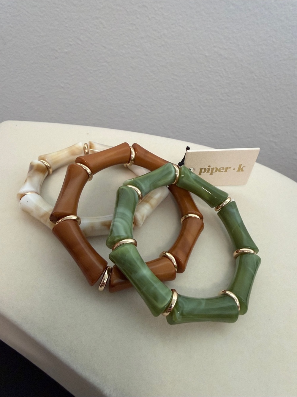 Piper K | Marbled Neutral Colored Bangle Stretch Bracelets